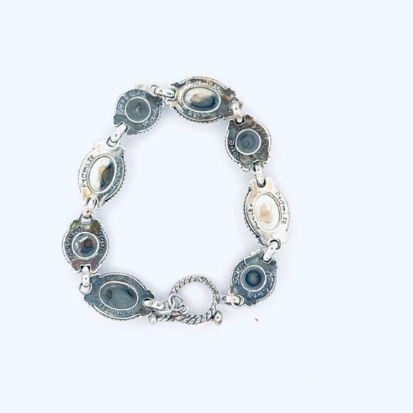 Carolyn Pollack Sterling Silver 925 Turquoise & Mother of Pearl Toggle Bracelet - Picture 2 of 12